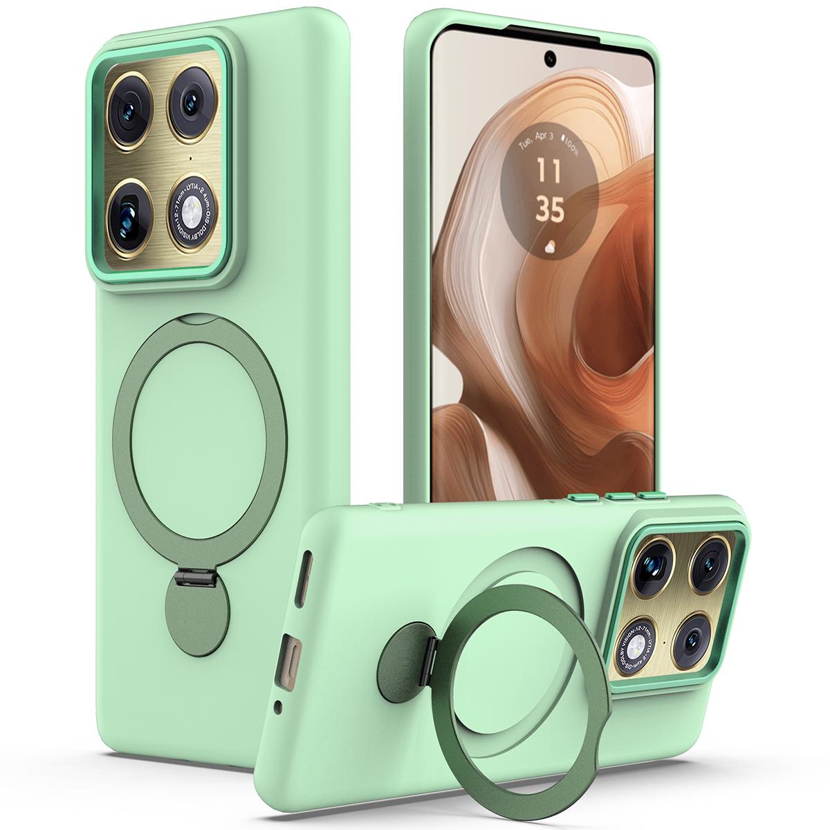 For Motorola Edge 70 Ultra / Signature 5G Gen1.5 Pivot Ring Holder TPU Hybrid PC Phone Case - Green - EDA008829223D