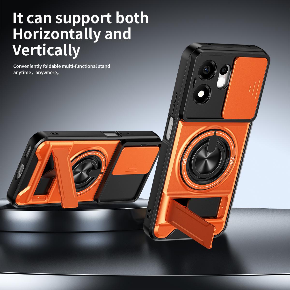 For Honor 600 Smart 5G Lens Sliding Window Multifunctional Magnetic Shockproof Phone Case(Black)