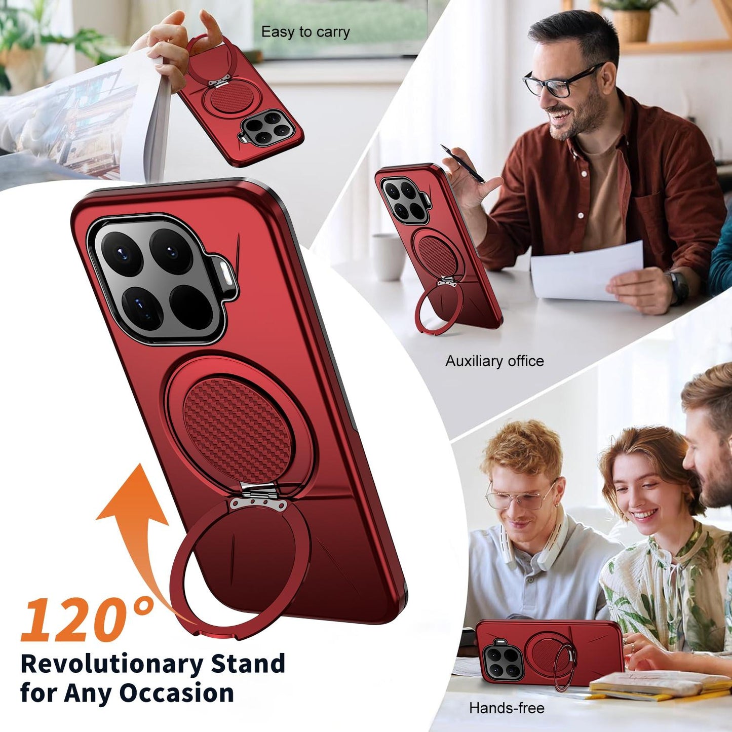 For Xiaomi 17T Pro 5G Metal Rotation Holder MagSafe TPU Hybrid PC Phone Case(Red)