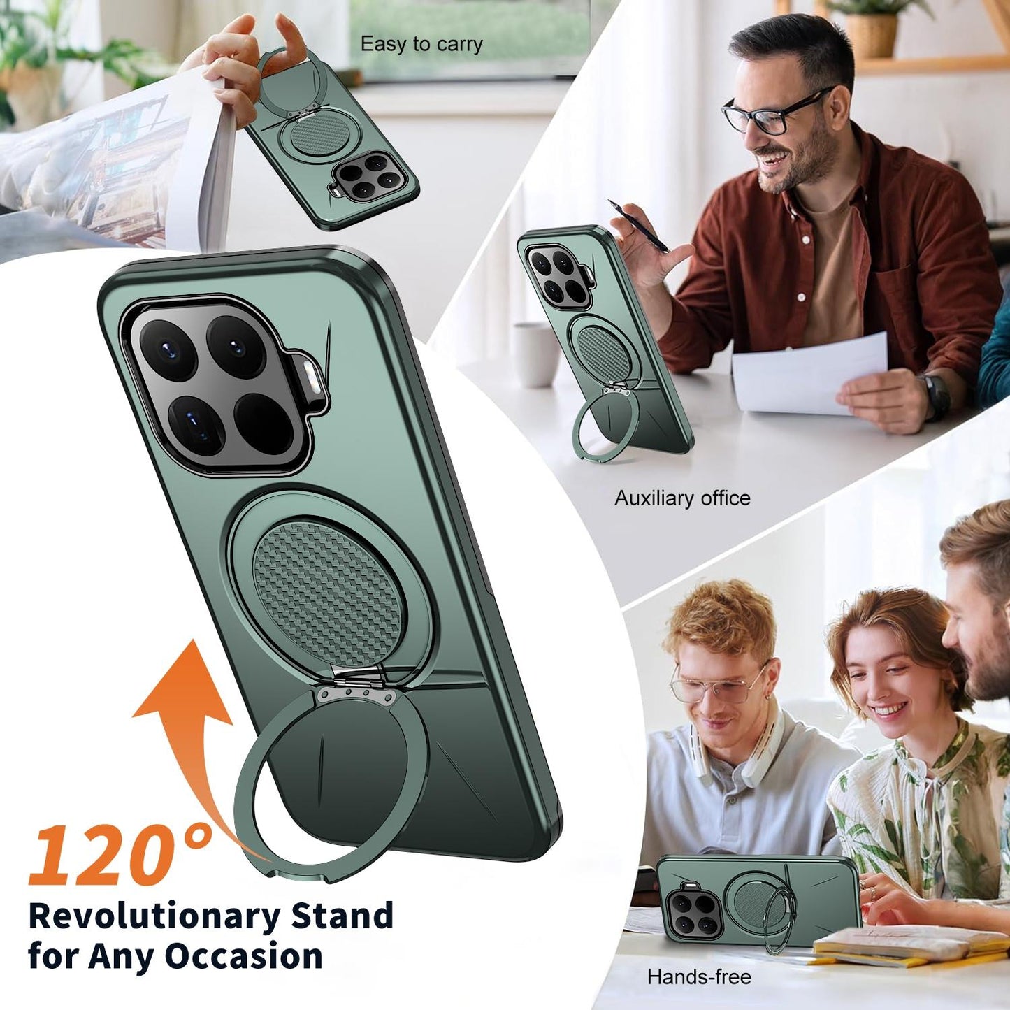 For Xiaomi 17T 5G Metal Rotation Holder MagSafe TPU Hybrid PC Phone Case(Grey Green)