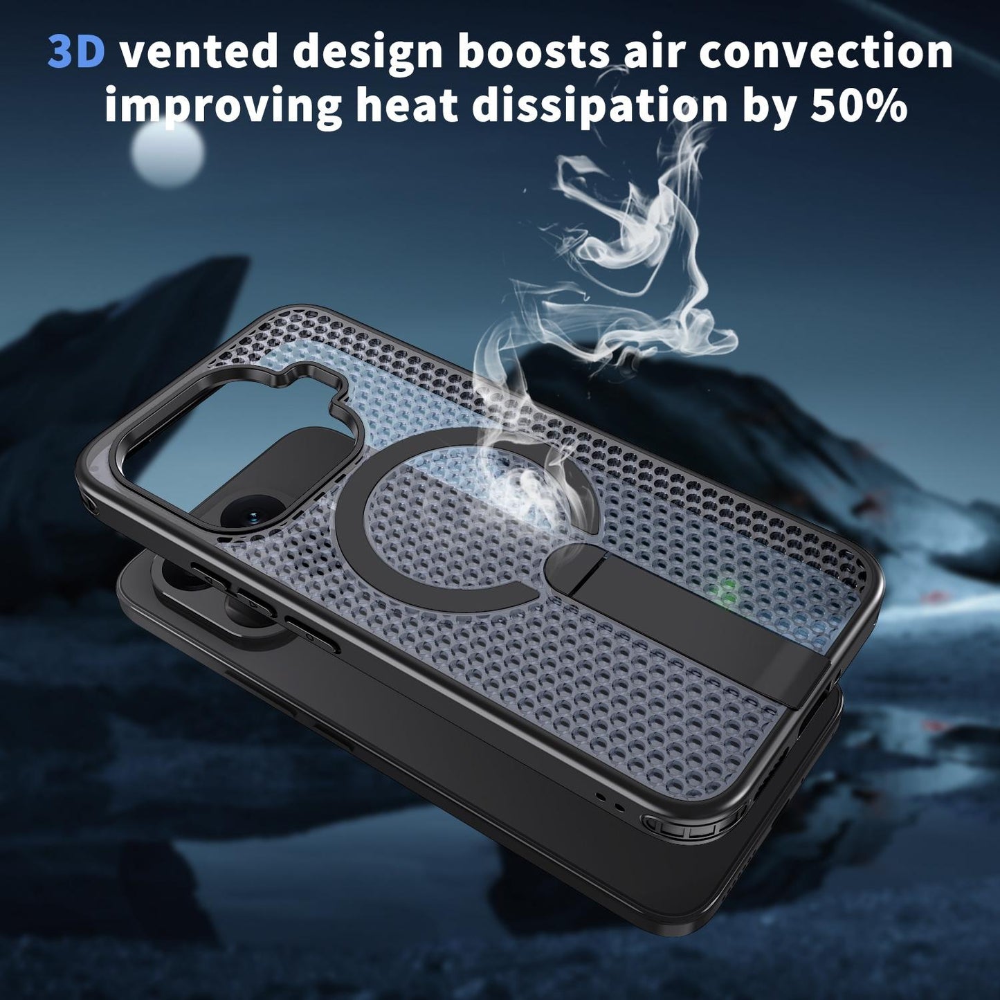 For Xiaomi 17T Pro 5G Honeycomb Cooling MagSafe Holder Phone Case(Black)