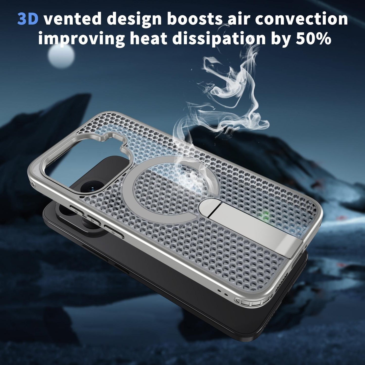 For Xiaomi 17T Pro 5G Honeycomb Cooling MagSafe Holder Phone Case(Titanium Grey)