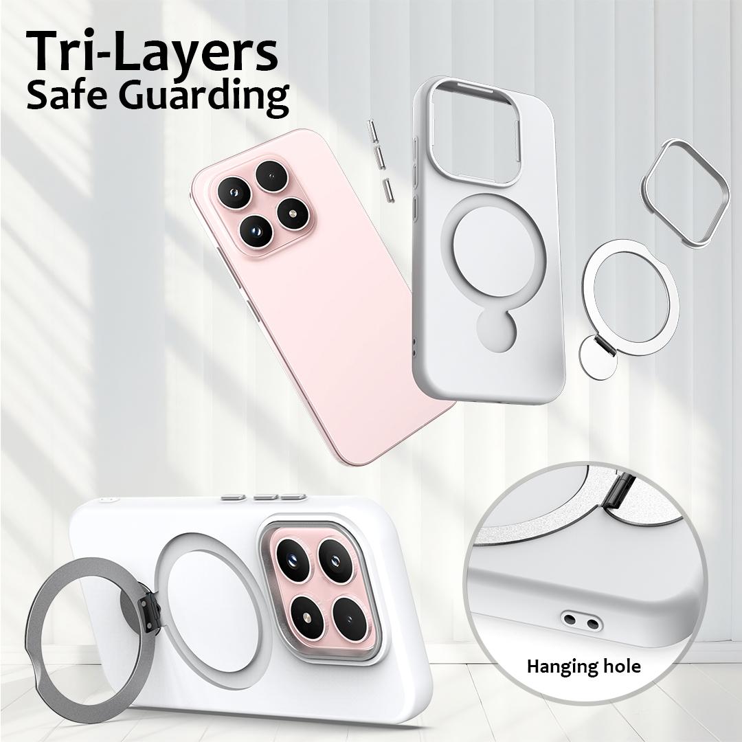 For Xiaomi 17 5G Gen1.5 Pivot Ring Holder TPU Hybrid PC Phone Case - White - EDA008974003A