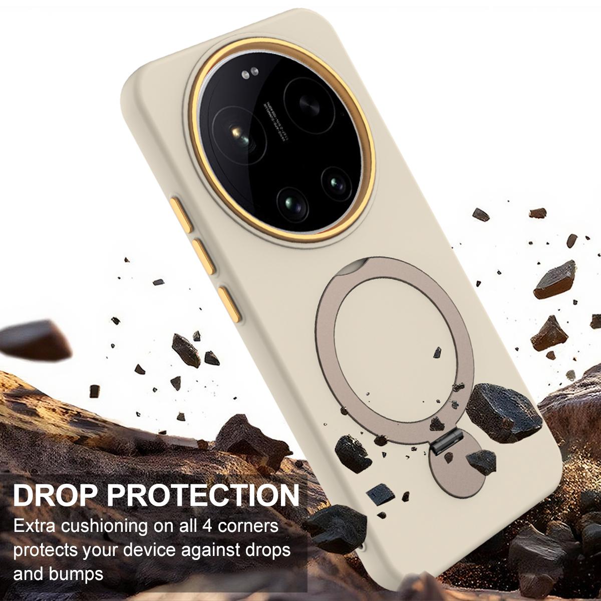 For Xiaomi 17 Ultra Gen1.5 Pivot Ring Holder TPU Hybrid PC Phone Case - Apricot - EDA008974004E