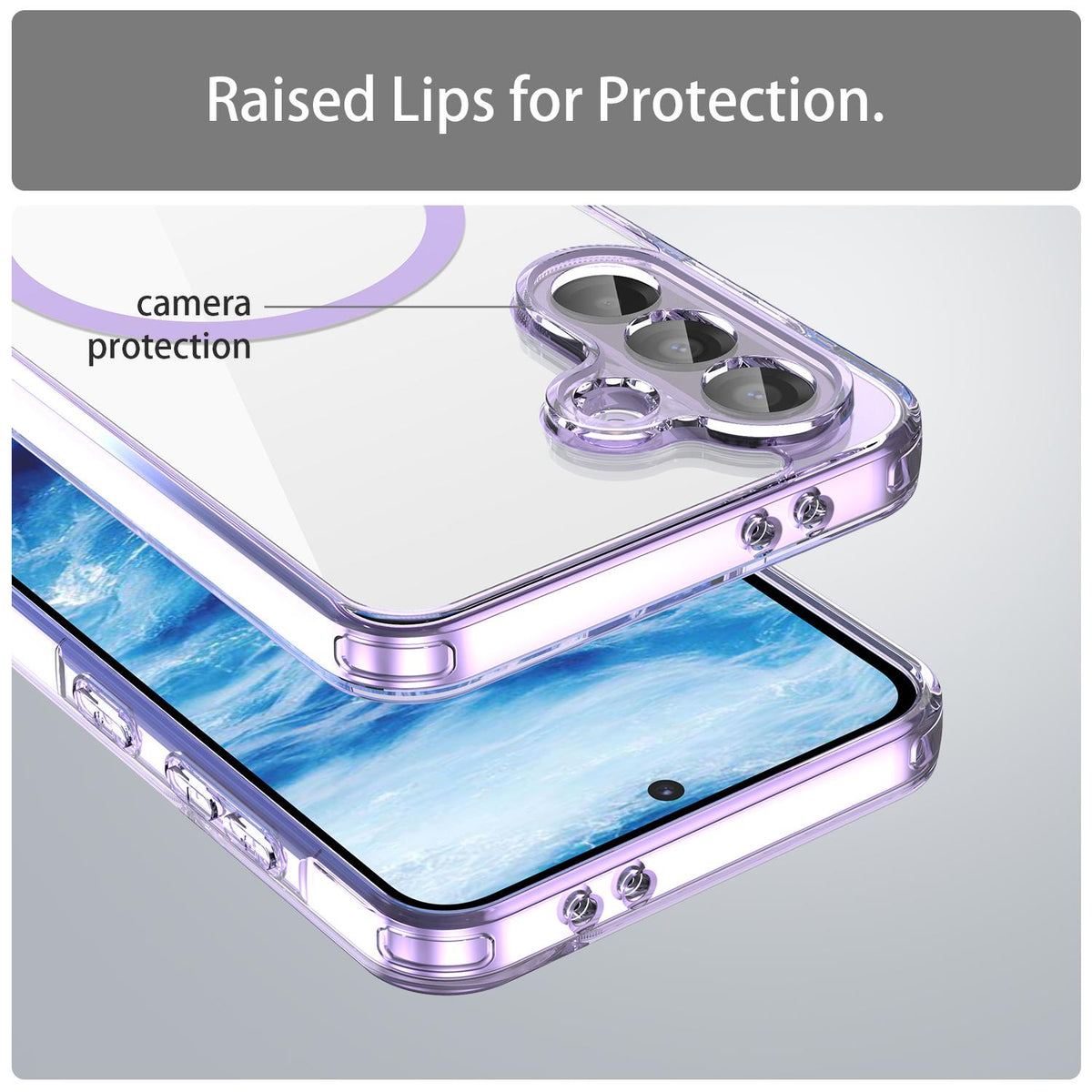 For Galaxy A17 5G / A18 5G / A26 5G PC Hybrid TPU Airbag Shockproof MagSafe Phone Case - Transparent Purple - EDA009028408D