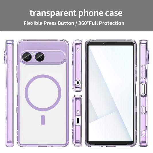 For Sony Xperia 10 VIII PC Hybrid TPU Airbag Shockproof MagSafe Phone Case(Transparent Purple)