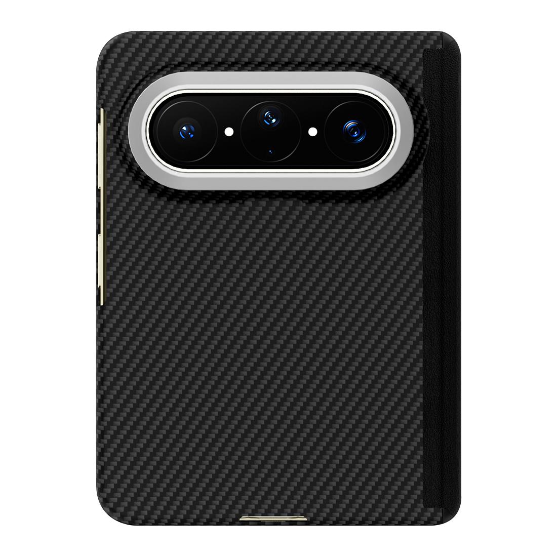 For Huawei Pura X Max 600D Fine Texture Series Carbon Fiber Dual-Center Magnetic Phone Case - Black - EDA009063402A