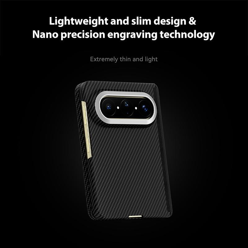 For Huawei Pura X Max 600D Fine Texture Series Carbon Fiber Dual-Center Magnetic Phone Case - Black - EDA009063402A