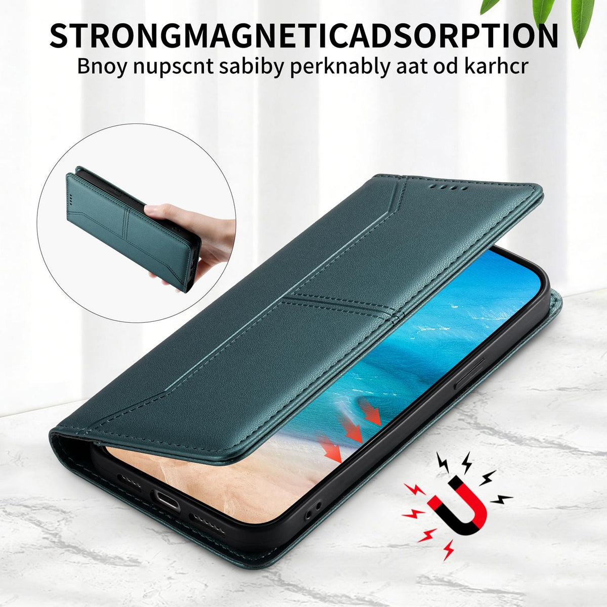 For Redmi K90 Pro Max / Poco F8 Ultra 5G Stitched Line Magnetic RFID Vegan Leather Phone Case(Green)