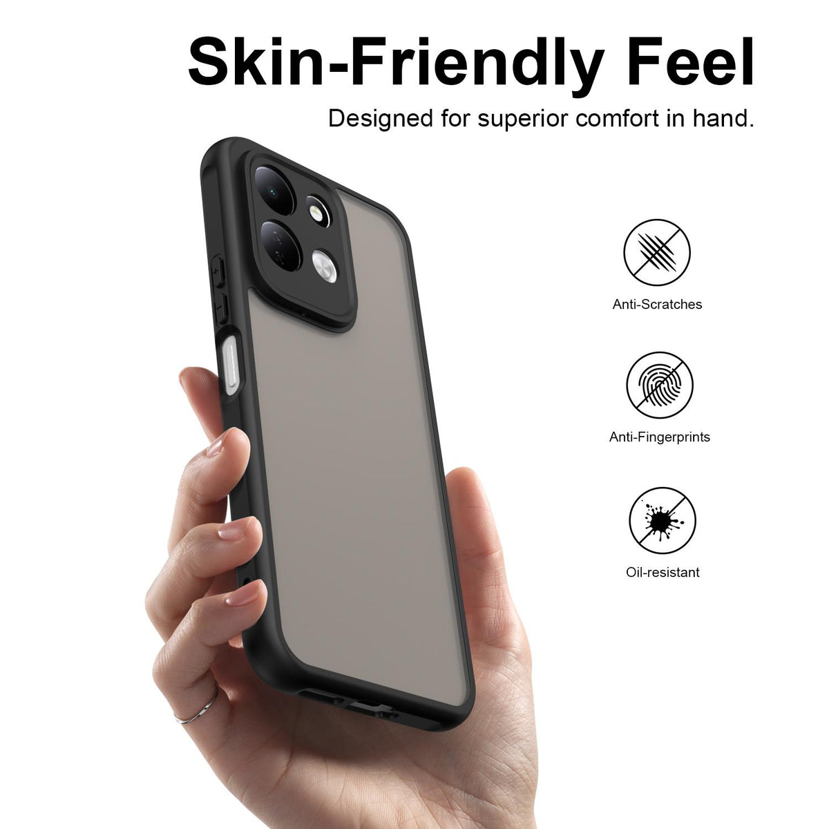 For Redmi 17 5G / 4G Global 170mm Fan Dun Series TPU Hybrid PC Frosted Phone Case - Black - EDA009115805A