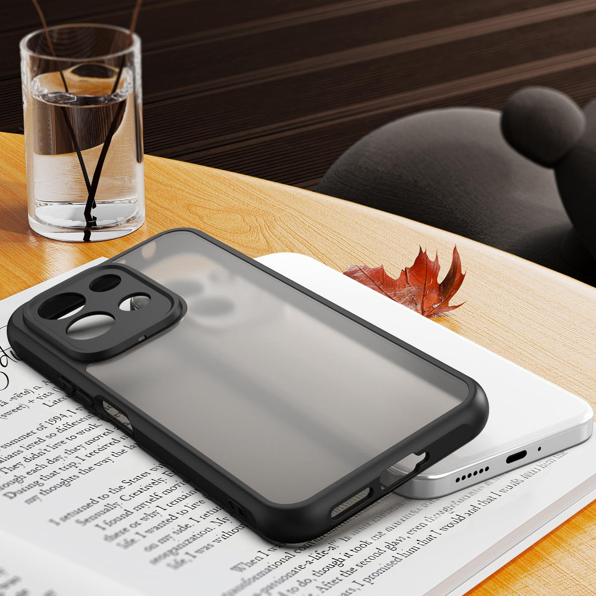 For Redmi 17 5G / 4G Global 170mm Fan Dun Series TPU Hybrid PC Frosted Phone Case - Black - EDA009115805A