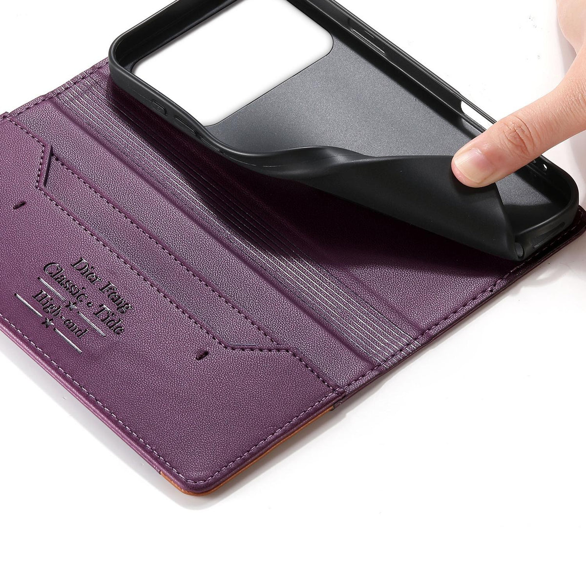 For Redmi K90 Pro Max / Poco F8 Ultra 5G Dierfeng Splicing Strong Magnetic RFID Vegan Leather Phone Case(Purple)