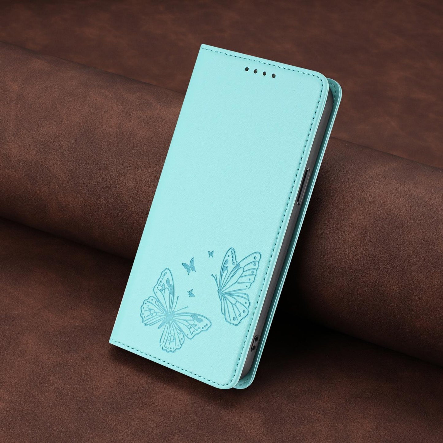 For Xiaomi Poco F8 Ultra 5G / Redmi K90 Pro Max Strong Magnetic Dual Butterfly RFID Vegan Leather Phone Case(Mint Green)