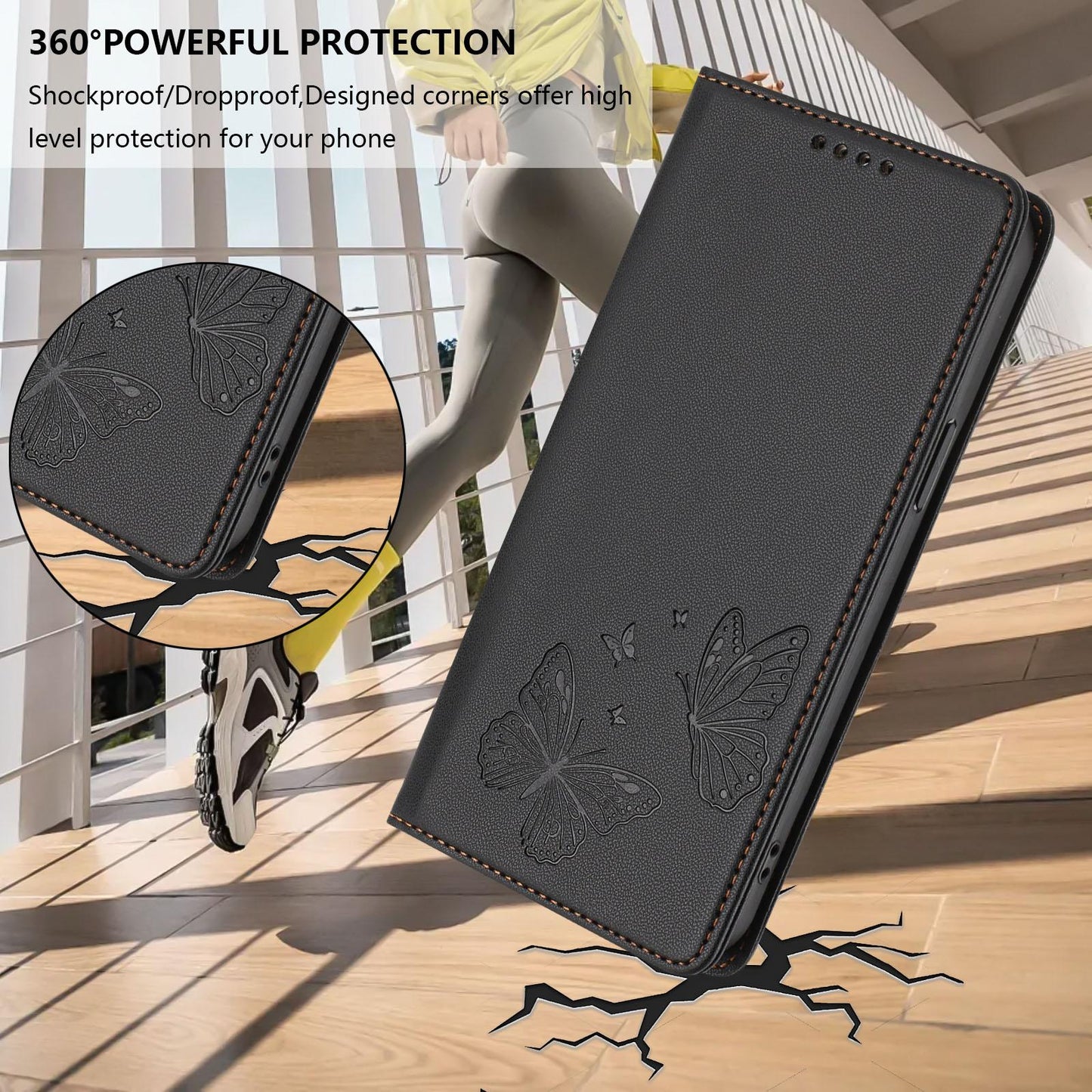 For Xiaomi Poco F8 Ultra 5G / Redmi K90 Pro Max Strong Magnetic Dual Butterfly RFID Vegan Leather Phone Case(Black)