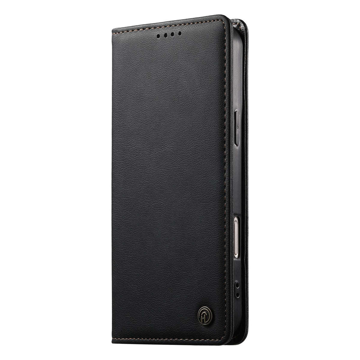 For Redmi K90 Pro Max / Poco F8 Ultra Dierfeng Metal Snap Magnetic RFID Vegan Leather Phone Case(Black)