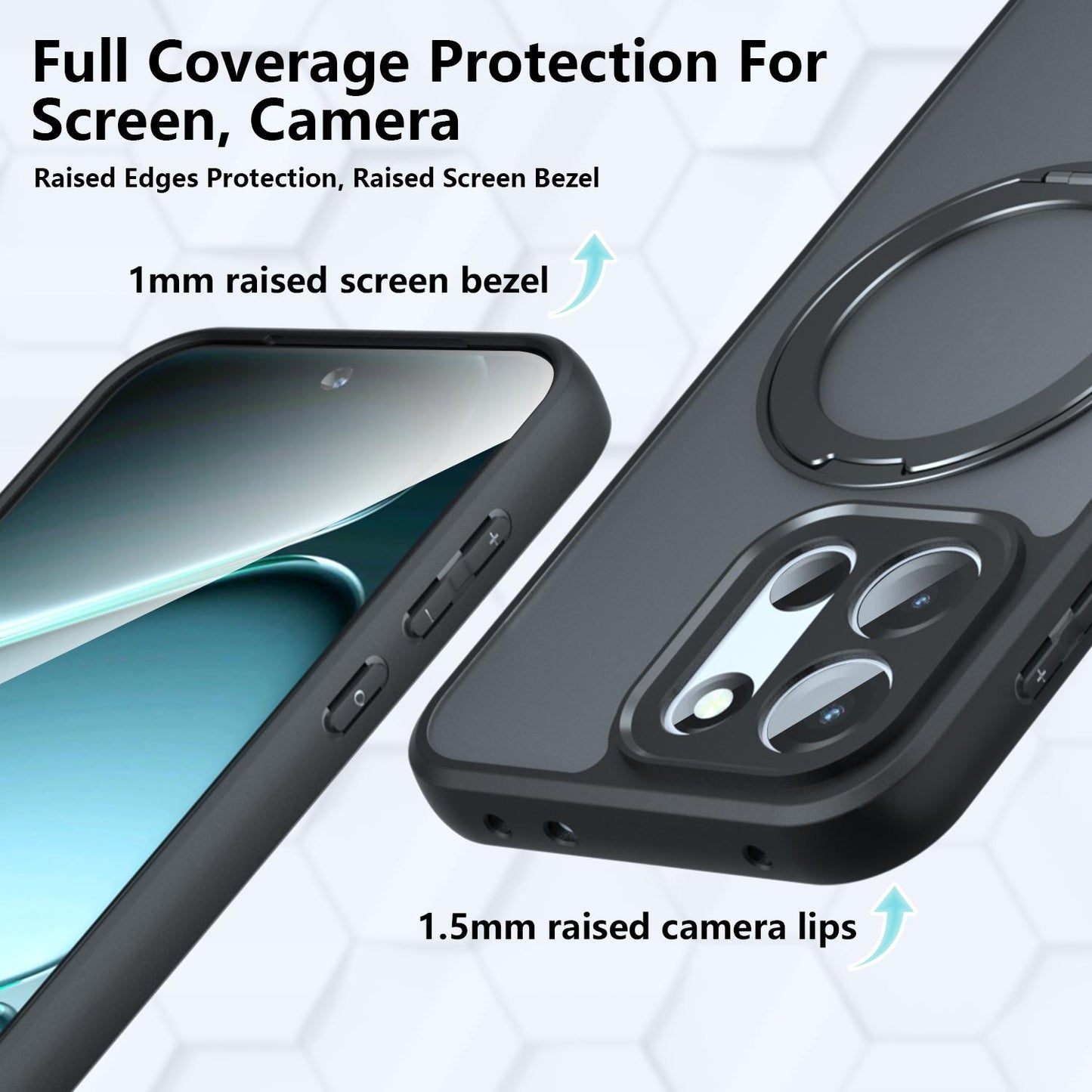For OnePlus Turbo 6 / Turbo 6V / Nord 6 Armor Magnetic Holder PC Hybrid TPU Phone Case(Frosted Black)