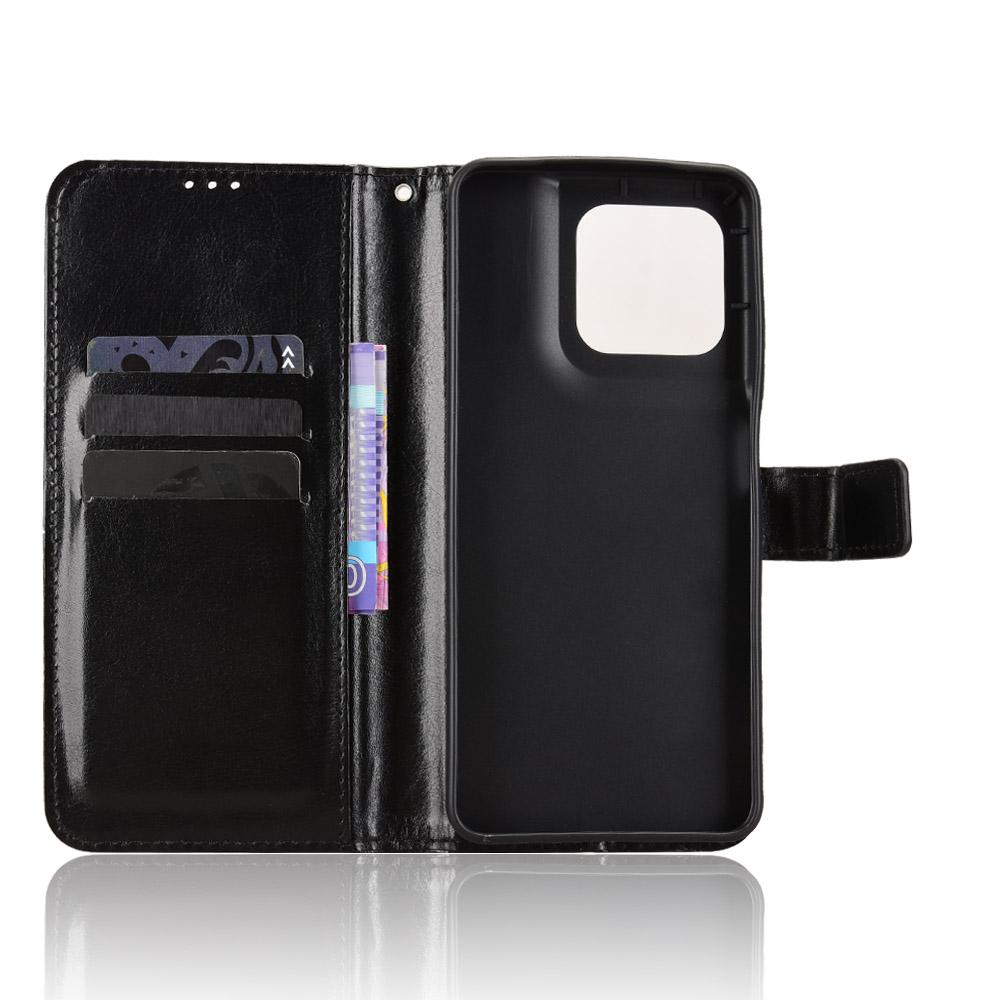 For Motorola Moto G37 / G47 / G37 Power Retro Crazy Horse Texture Vegan Leather Phone Case - Black - EDA009201307A