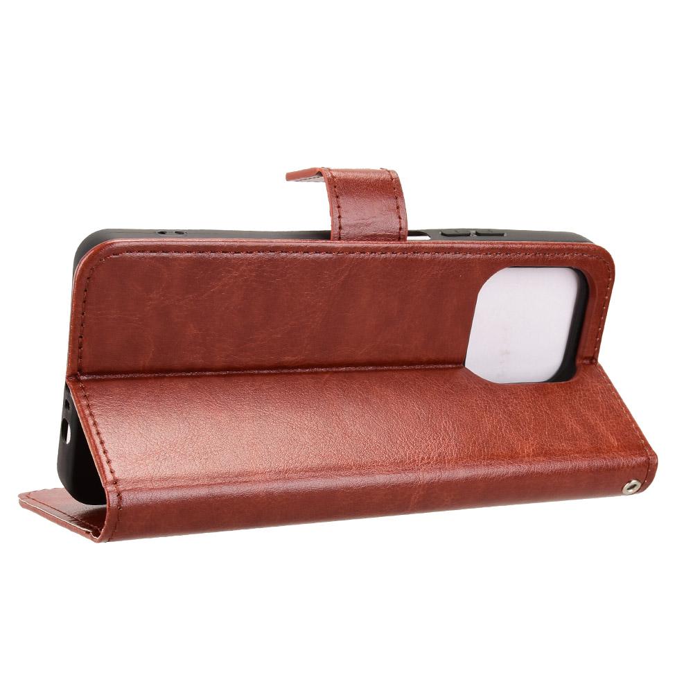 For Motorola Moto G37 / G47 / G37 Power Retro Crazy Horse Texture Vegan Leather Phone Case - Brown - EDA009201307D