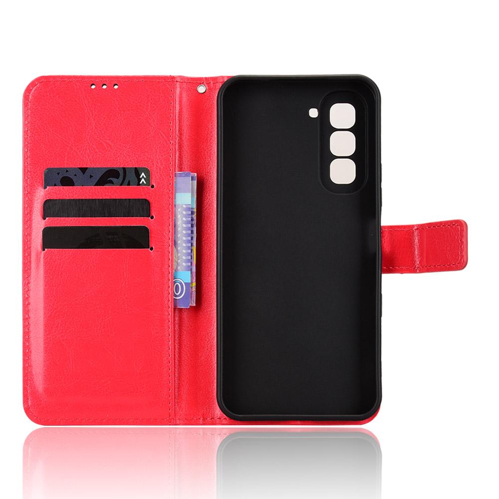 For Infinix Hot 70 4G Retro Crazy Horse Texture Vegan Leather Phone Case - Red - EDA009202006B