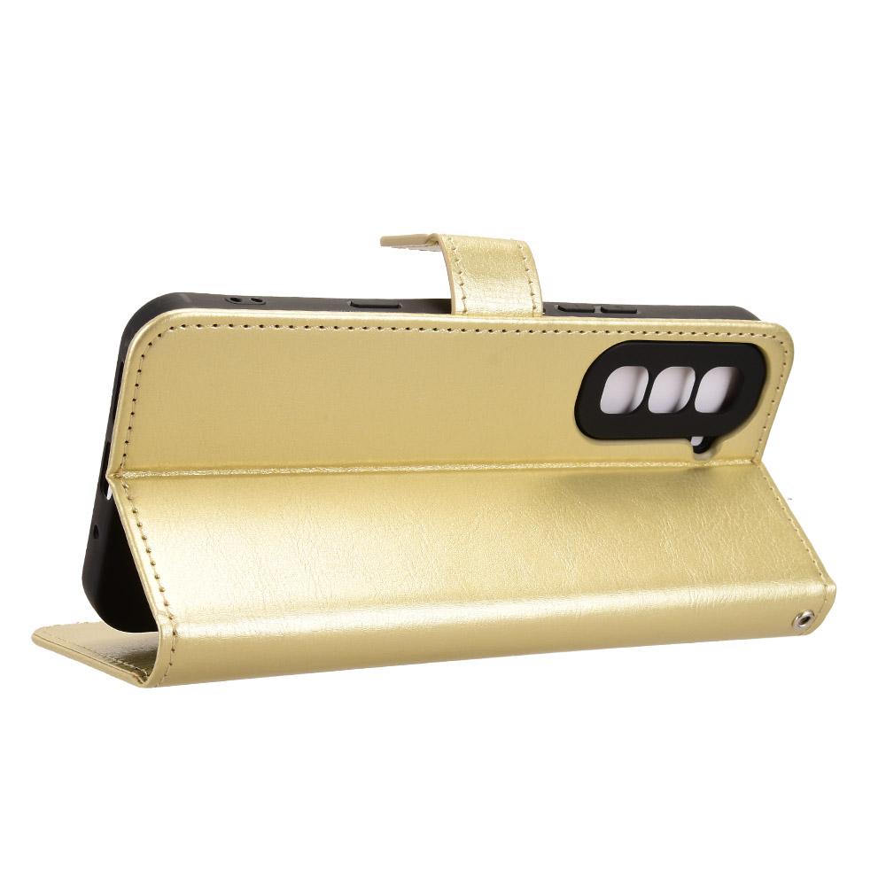 For Infinix Hot 70 4G Retro Crazy Horse Texture Vegan Leather Phone Case - Gold - EDA009202006C