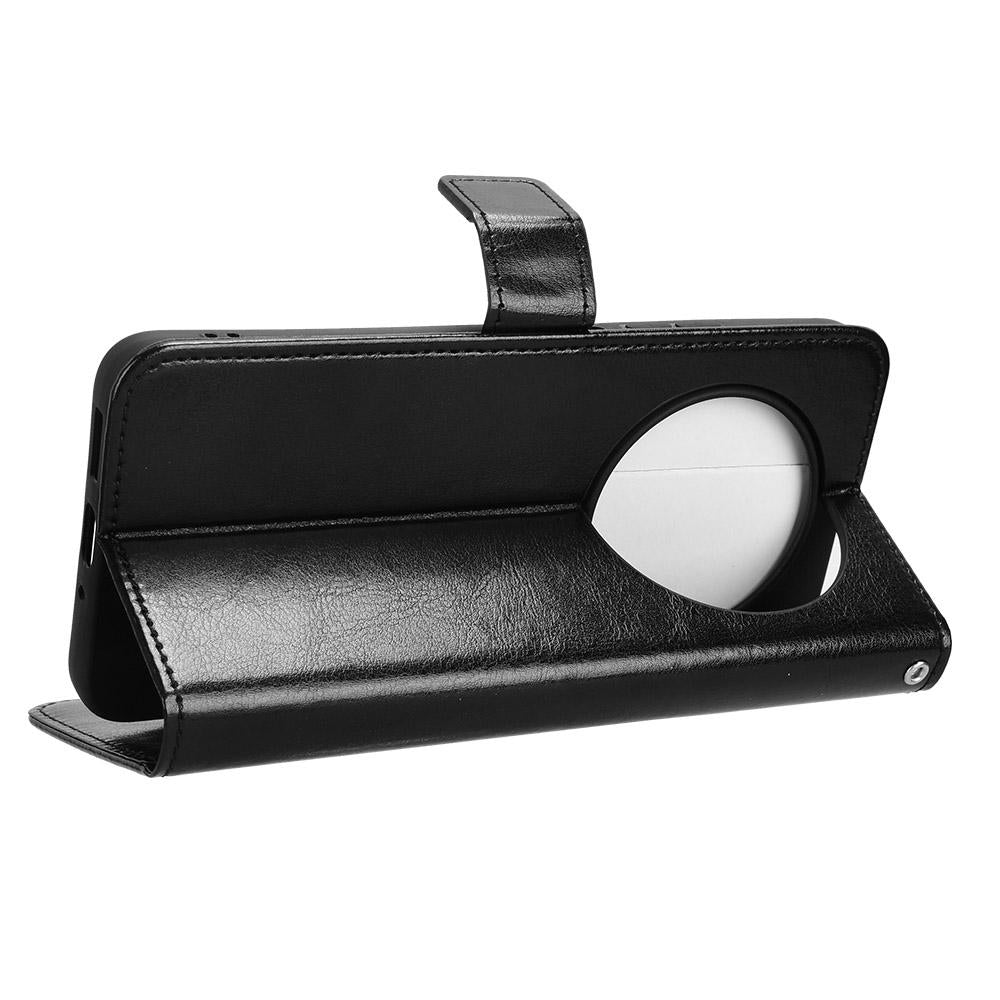 For Redmi 17C 4G / 14C 4G / 14R / A4 Retro Crazy Horse Texture Vegan Leather Phone Case - Black - EDA009202105A