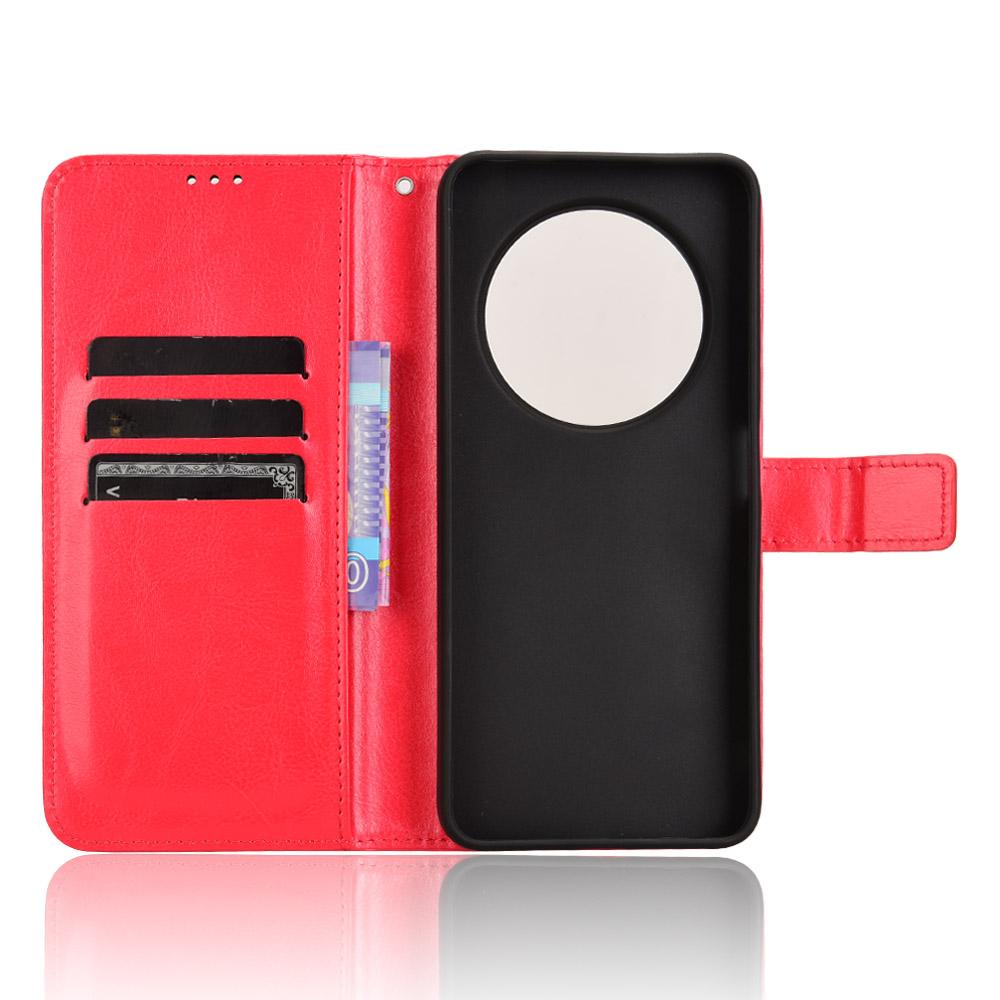 For Redmi 17C 4G / 14C 4G / 14R / A4 Retro Crazy Horse Texture Vegan Leather Phone Case - Red - EDA009202105B