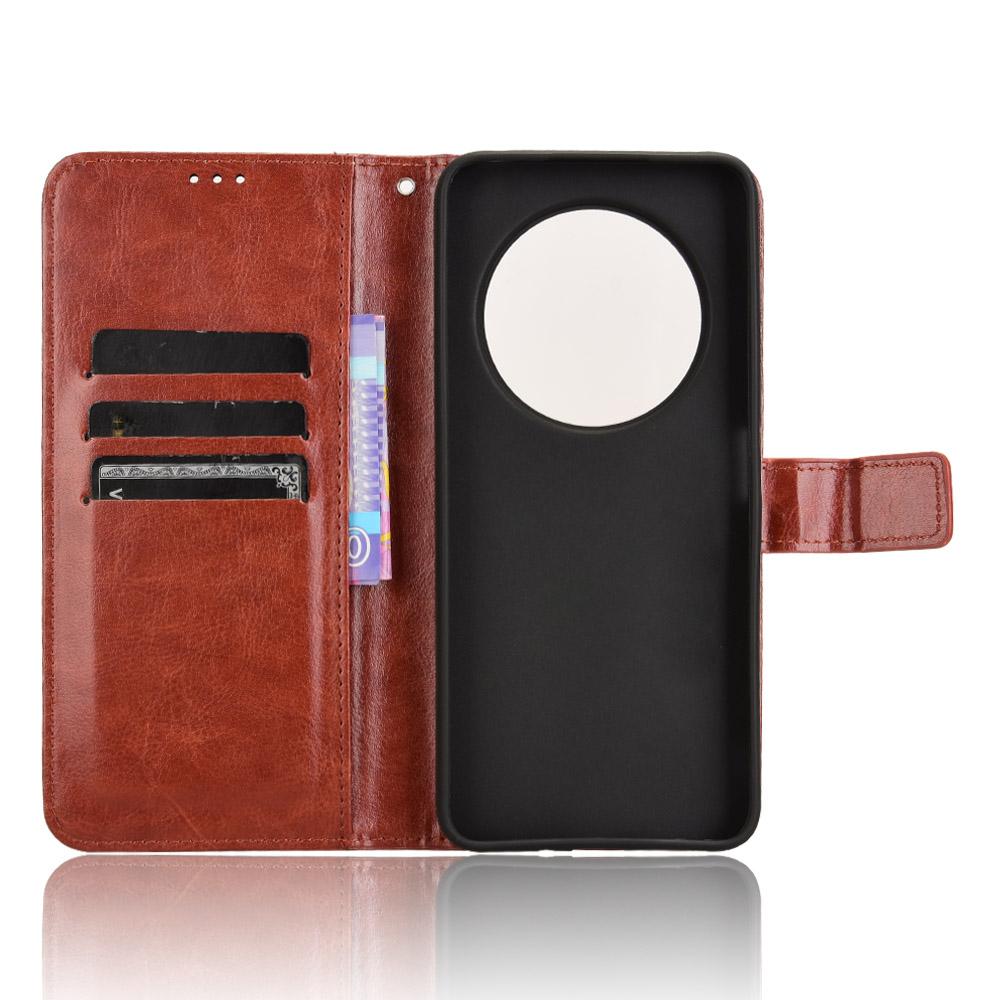 For Redmi 17C 4G / 14C 4G / 14R / A4 Retro Crazy Horse Texture Vegan Leather Phone Case - Brown - EDA009202105D