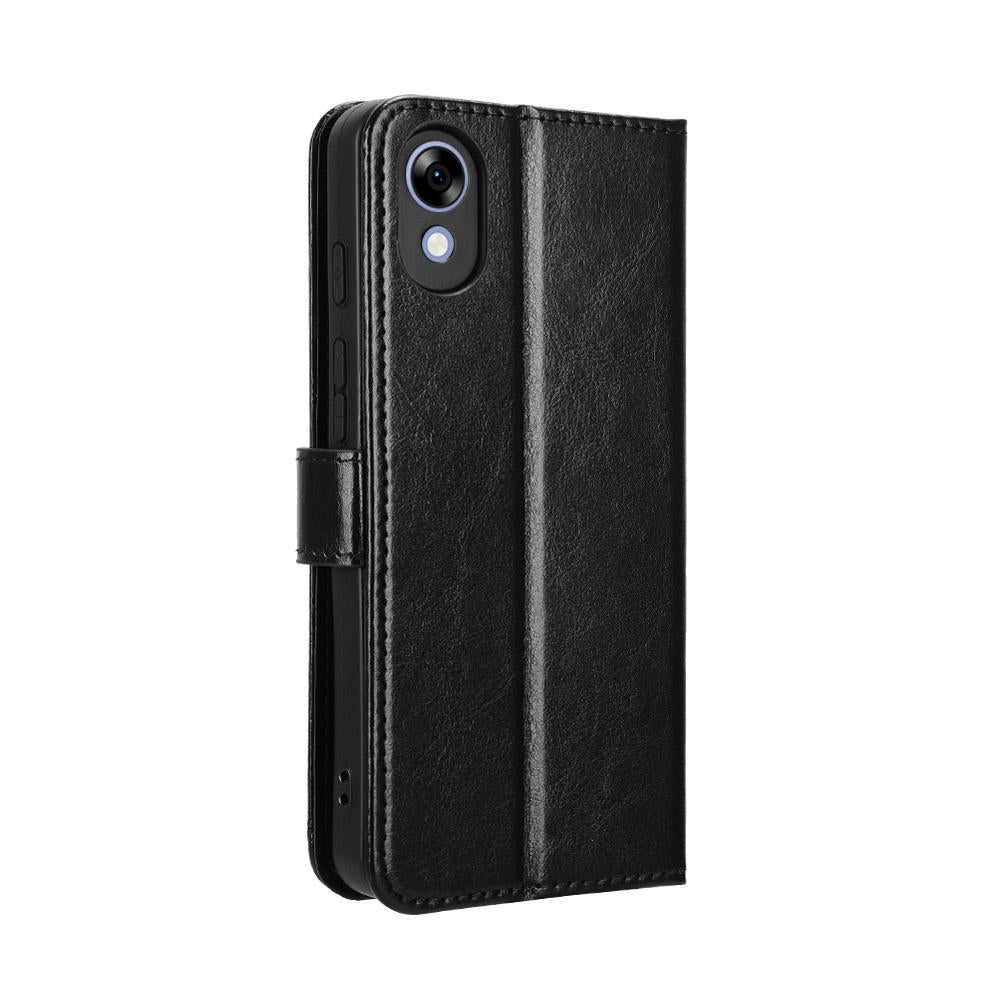 For ZTE Kantan Sumaho5 A601ZT Retro Crazy Horse Texture Vegan Leather Phone Case - Black - EDA009203106A