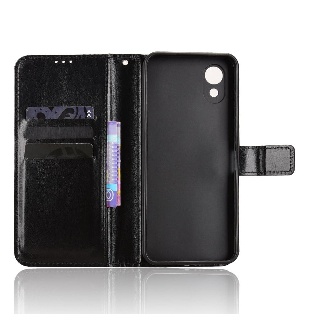 For ZTE Kantan Sumaho5 A601ZT Retro Crazy Horse Texture Vegan Leather Phone Case - Black - EDA009203106A