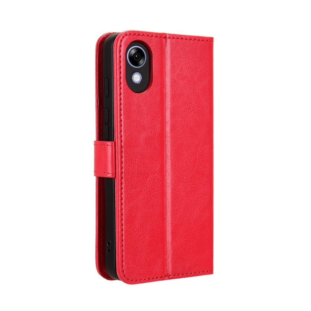 For ZTE Kantan Sumaho5 A601ZT Retro Crazy Horse Texture Vegan Leather Phone Case - Red - EDA009203106B