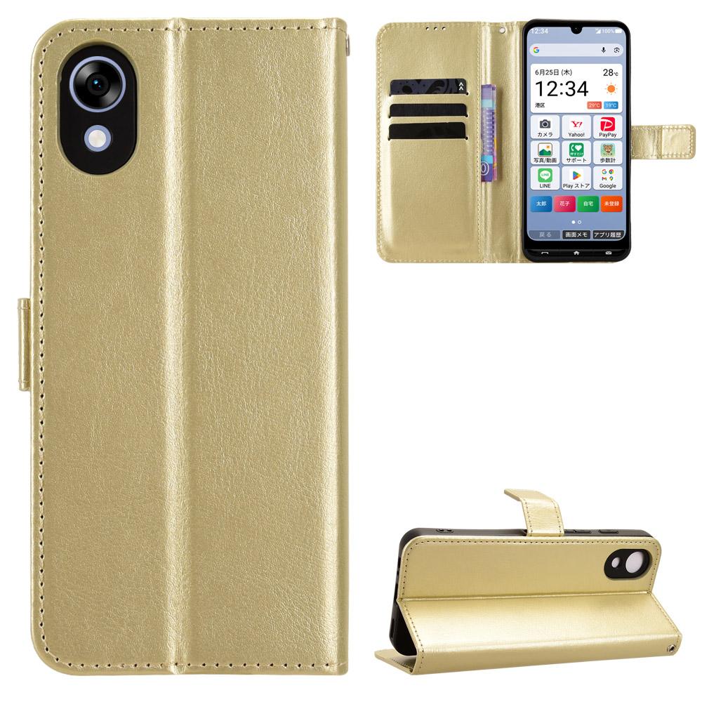 For ZTE Kantan Sumaho5 A601ZT Retro Crazy Horse Texture Vegan Leather Phone Case - Gold - EDA009203106C