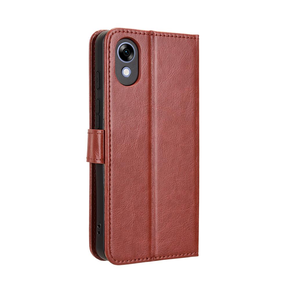 For ZTE Kantan Sumaho5 A601ZT Retro Crazy Horse Texture Vegan Leather Phone Case - Brown - EDA009203106D
