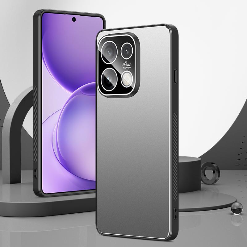 For OPPO Reno16 Pro 5G Global Golden Shield Metal Frosted Lens Film Phone Case - Silver Grey - EDA009254509C