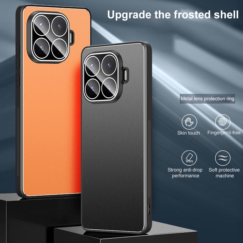 For Xiaomi 17T 5G Golden Shield Metal Frosted Lens Film Phone Case - Orange - EDA009255304D