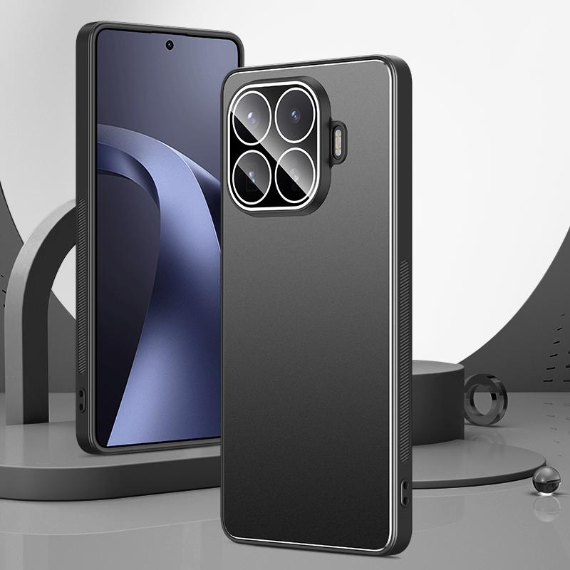 For Xiaomi 17T Pro 5G Golden Shield Metal Frosted Lens Film Phone Case - Black - EDA009255305A