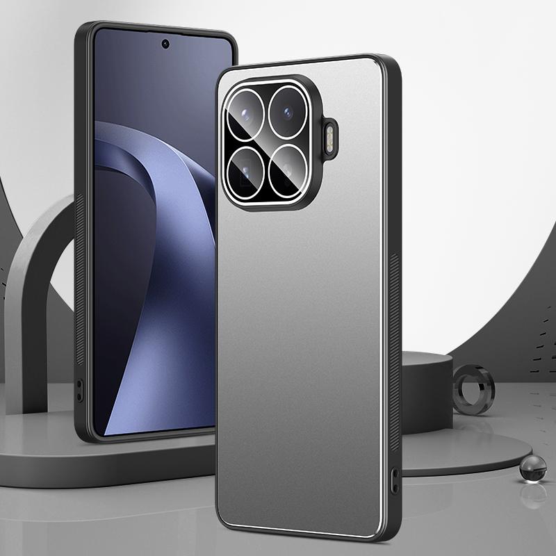 For Xiaomi 17T Pro 5G Golden Shield Metal Frosted Lens Film Phone Case - Silver Grey - EDA009255305C