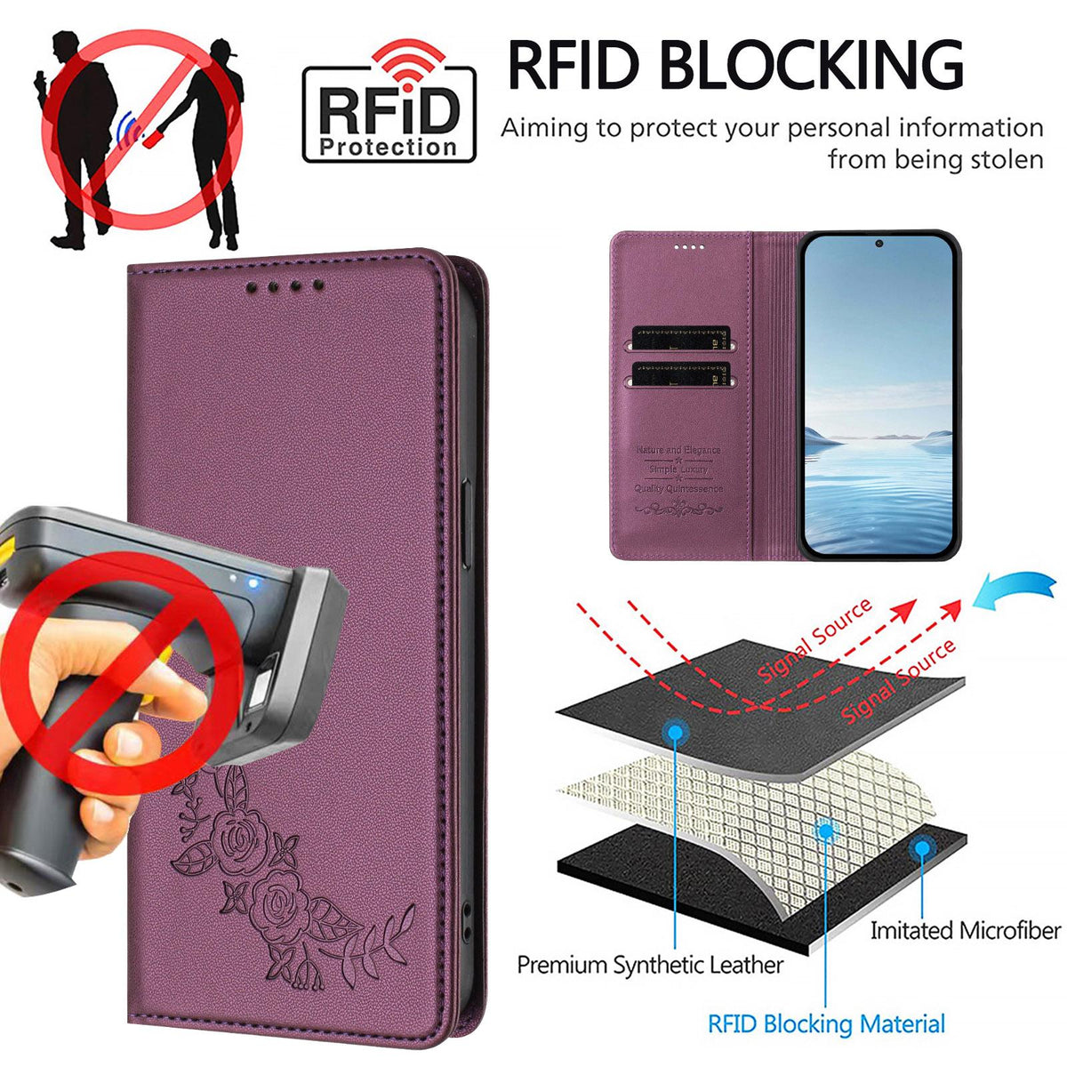 For Xiaomi Poco F8 Ultra 5G / Redmi K90 Pro Max Peony Embossed Magnetic RFID Vegan Leather Phone Case(Violet Purple)