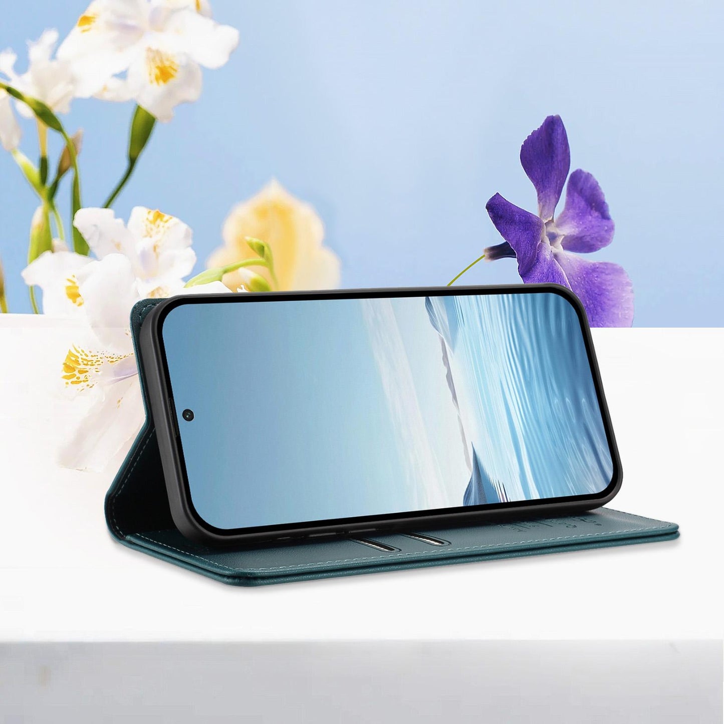 For Xiaomi Poco F8 Ultra 5G / Redmi K90 Pro Max Peony Embossed Magnetic RFID Vegan Leather Phone Case(Peacock Green)