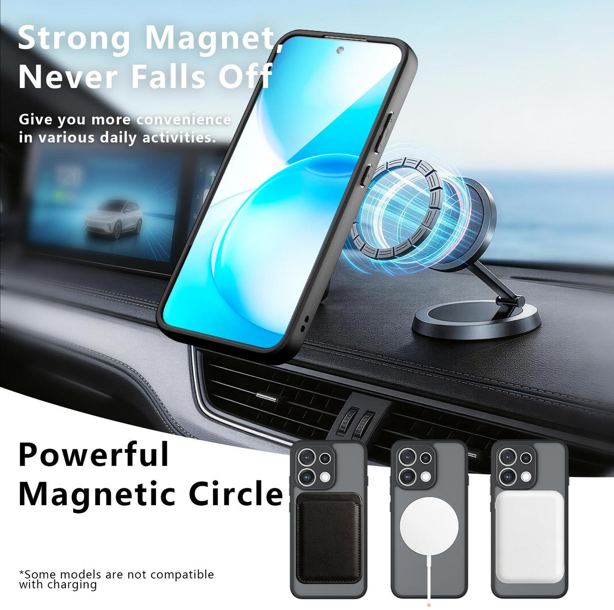 For OPPO Reno16 F / 16 FS / Reno16c Armor Magnetic Holder PC Hybrid TPU Phone Case - Frosted Black - EDA009300806A
