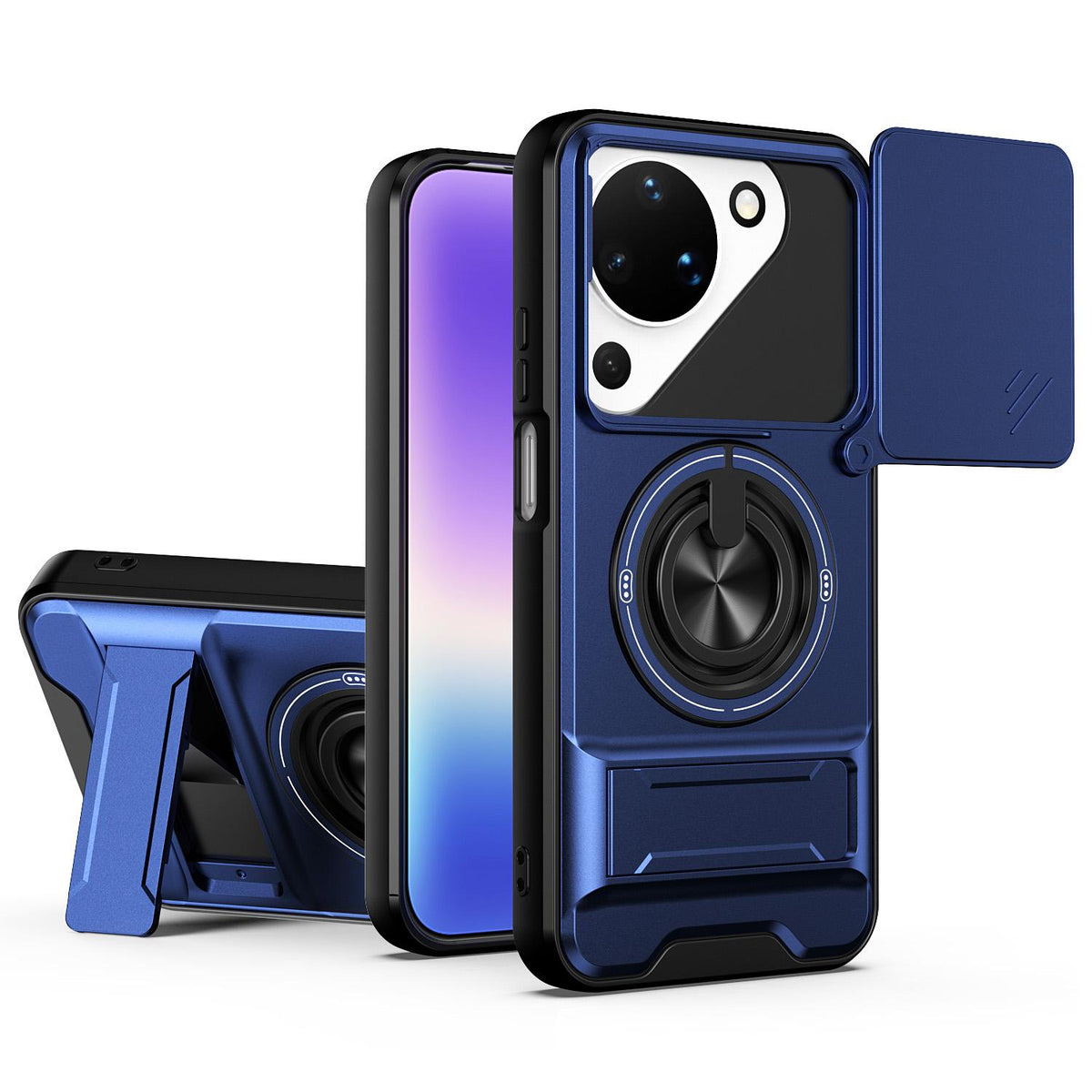 For Huawei Pura 90 5G Lens Sliding Window Multifunctional Magnetic Shockproof Phone Case - Royal Blue - EDA009360104A