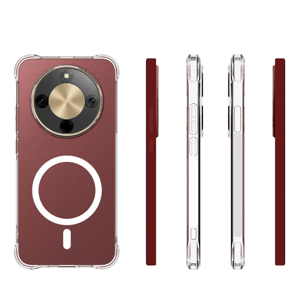 For Honor Magic8 Lite 5G WANLONFENG Transparent Magnetic Four-Corner Shockproof TPU Phone Case with Screen Film - Transparent - EDA009391604A