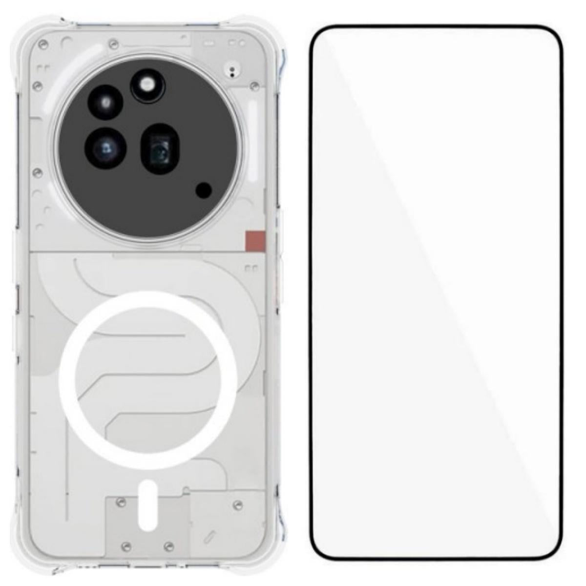 For Nothing Phone 3a Pro WANLONFENG Transparent Magnetic Four-Corner Shockproof TPU Phone Case with Screen Film - Transparent - EDA009391903A