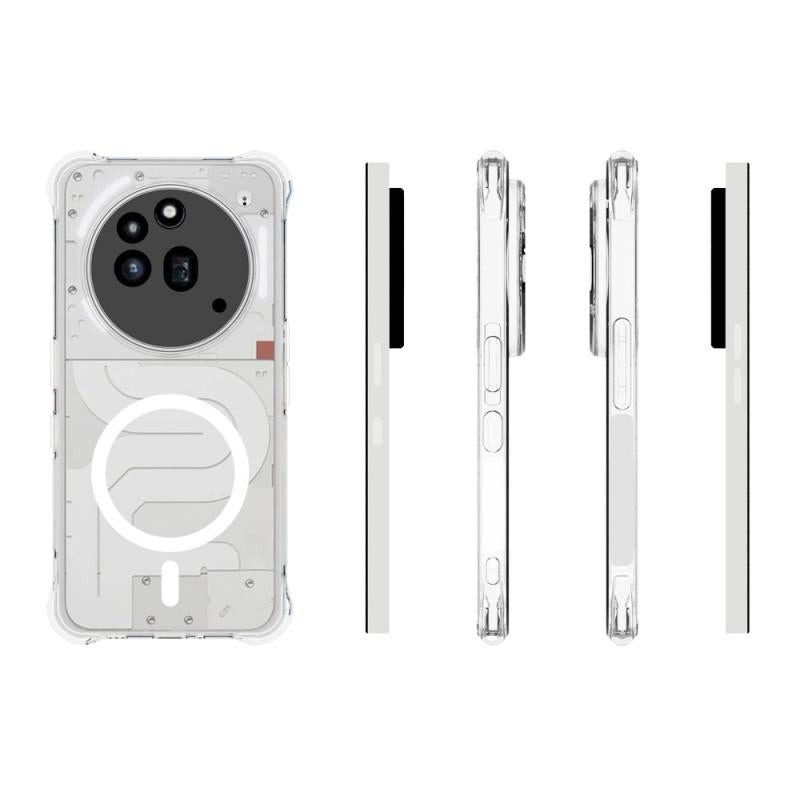For Nothing Phone 3a Pro WANLONFENG Transparent Magnetic Four-Corner Shockproof TPU Phone Case with Screen Film - Transparent - EDA009391903A