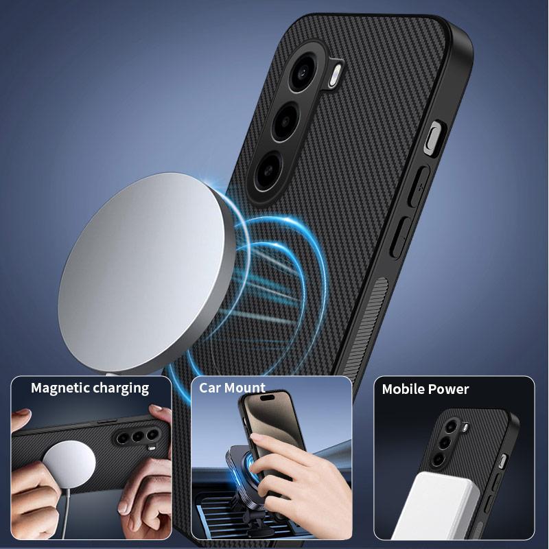 For OnePlus Turbo 6X / Realme P4x 5G WANLONFENG TQ Series Magnetic Carbon Fiber Texture PC Hybrid TPU Phone Case - Orange - EDA009407304E