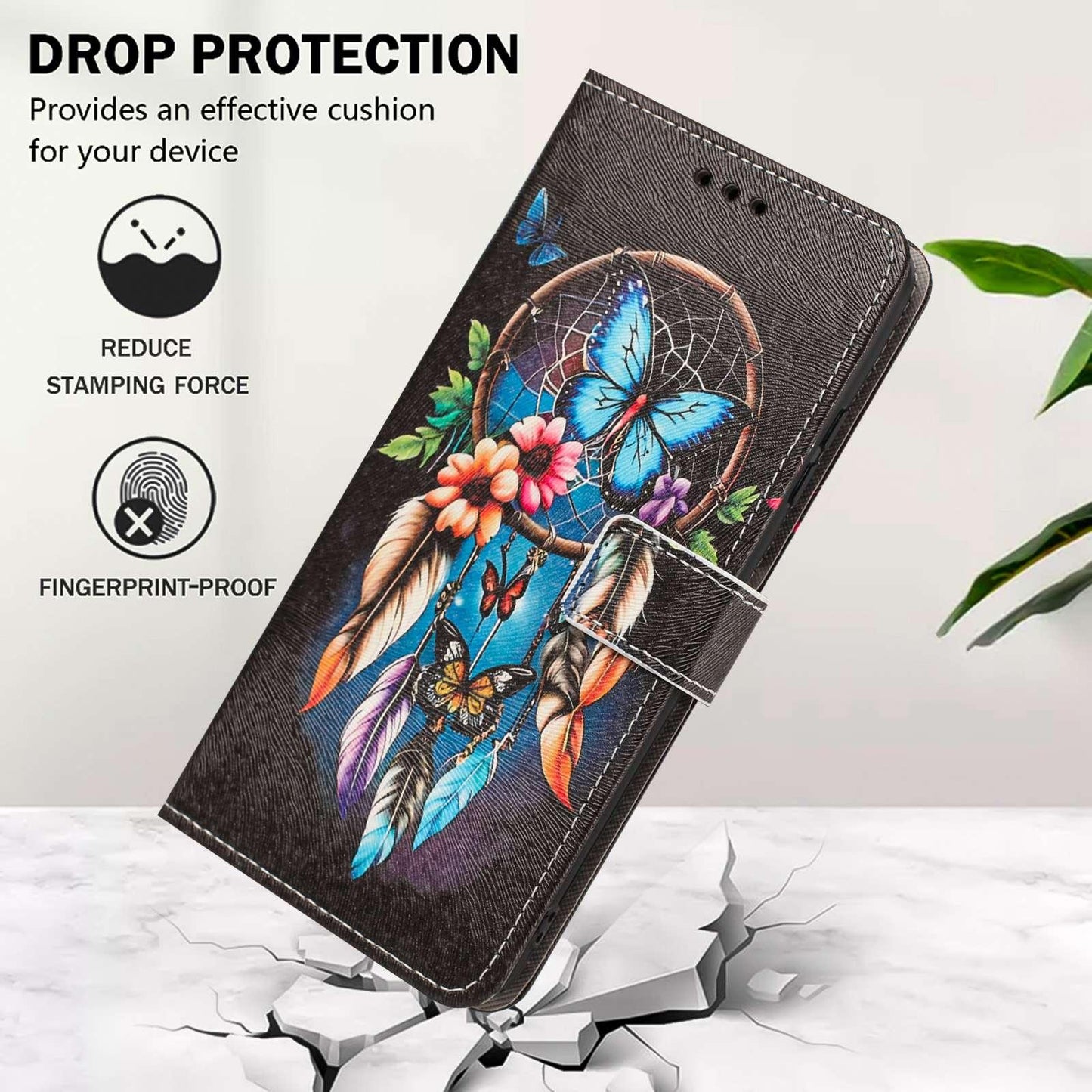 For Redmi K90 Pro Max/Poco F8 Ultra 5G Painted Pattern Vegan Leather Phone Case with Strap(Dreamcatcher)