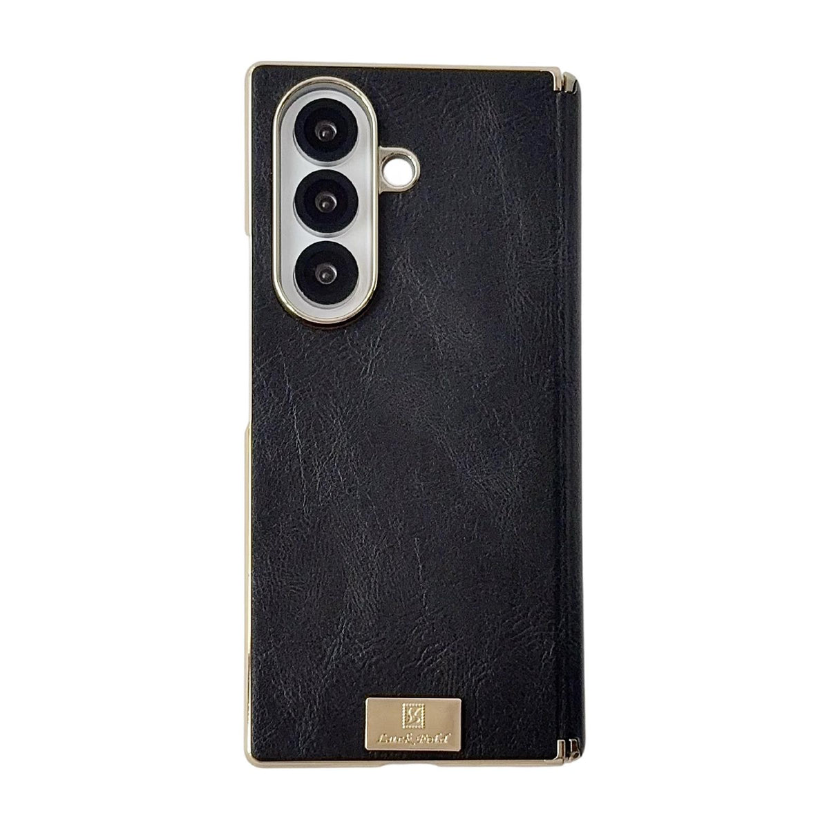 For Galaxy Z Fold8 Ultra 5G Electroplate Dual Axis Crazy Horse Texture PU Phone Case - Black - EDA009511804B