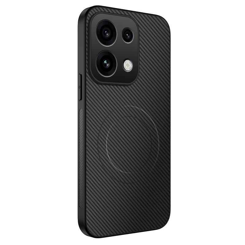 For OPPO Reno16 F / Reno16 FS 5G WANLONFENG TQ Series Magnetic Carbon Fiber Texture PC Hybrid TPU Phone Case - Black - EDA009515403A