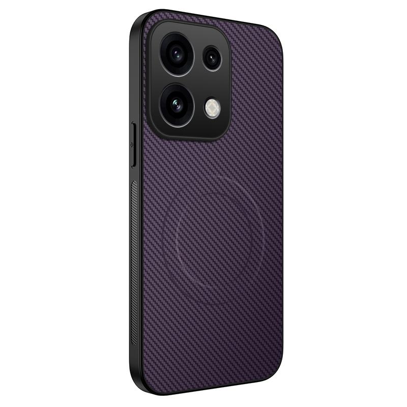 For OPPO Reno16 F / Reno16 FS 5G WANLONFENG TQ Series Magnetic Carbon Fiber Texture PC Hybrid TPU Phone Case - Purple - EDA009515403D