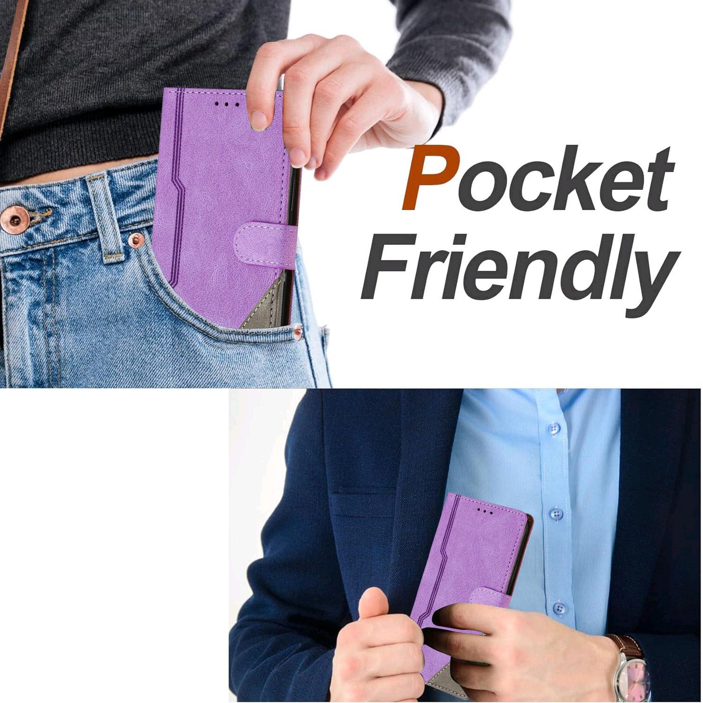 For Redmi K90 ProMax / Poco F8 Ultra 5G Color Matching Buckle Clasp Vegan Leather Phone Case(Purple)