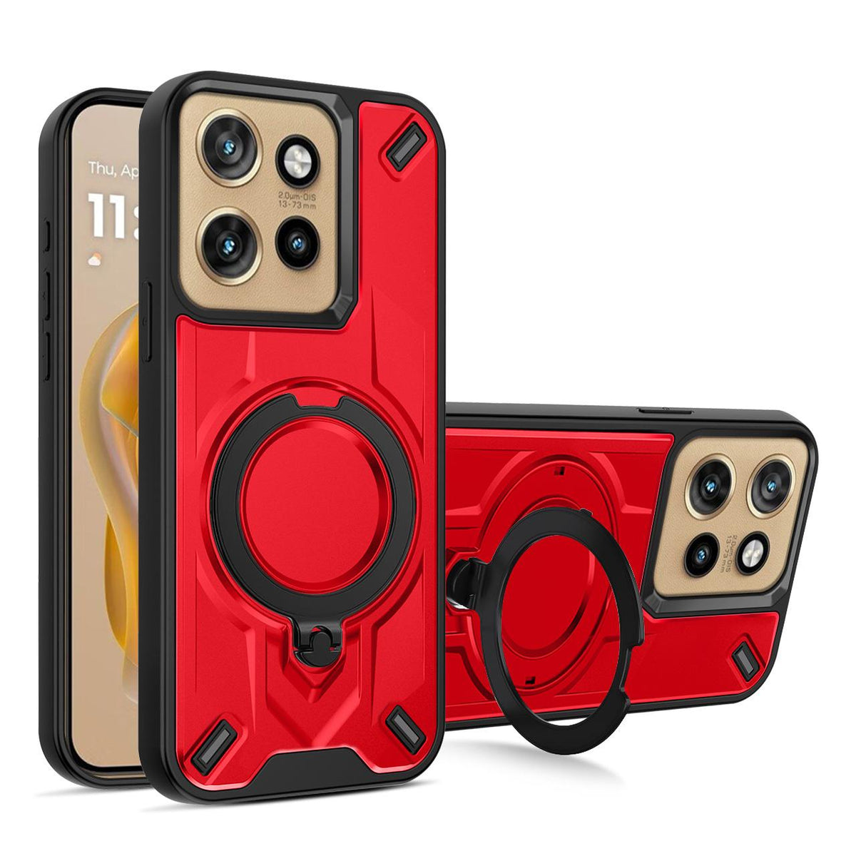 For Motorola Edge 50 Neo Dijia Rotating Bracket Magnetic Phone Case - Red - EDA009613702C